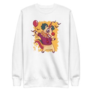 unisex-premium-sweatshirt-white-front-6a17b8e40f6f8.jpg Unicorn Clown Sweatshirt