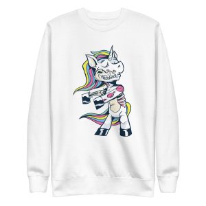 unisex-premium-sweatshirt-white-front-6a17dc12bdc86.jpg Zombie Unicorn Floss Sweatshirt