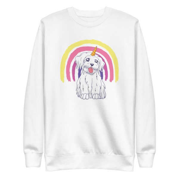 unisex-premium-sweatshirt-white-front-6a17dd863854d.jpg Rainbow Unicorn Dog Sweatshirt