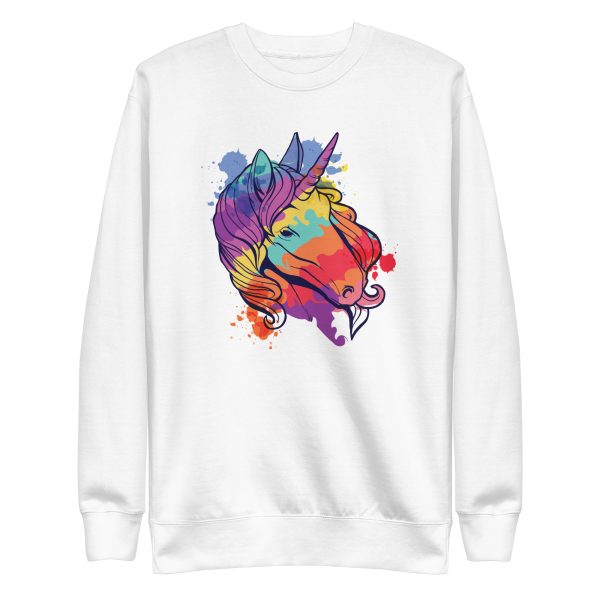 unisex-premium-sweatshirt-white-front-6a17e7312571c.jpg Colorful Unicorn Sweatshirt