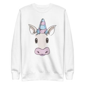 unisex-premium-sweatshirt-white-front-6a17ecf4d3e91.jpg Unicorn Face Sweatshirt