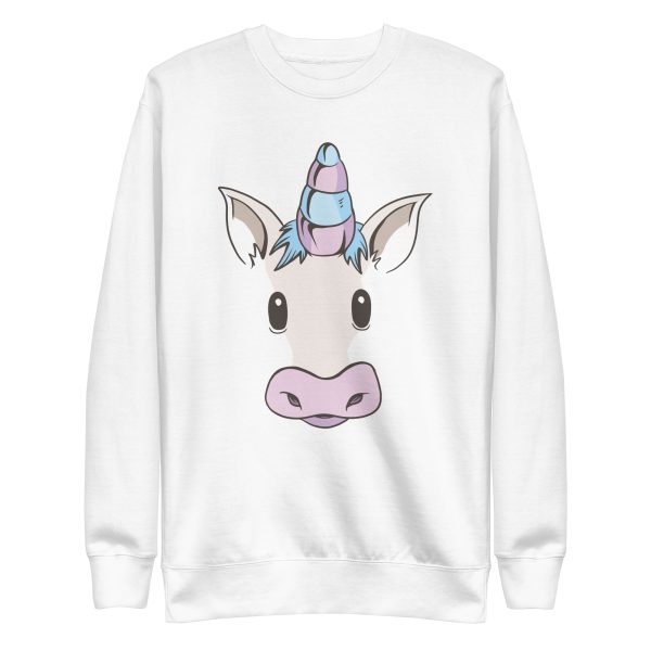 unisex-premium-sweatshirt-white-front-6a17ecf4d3e91.jpg Unicorn Face Sweatshirt