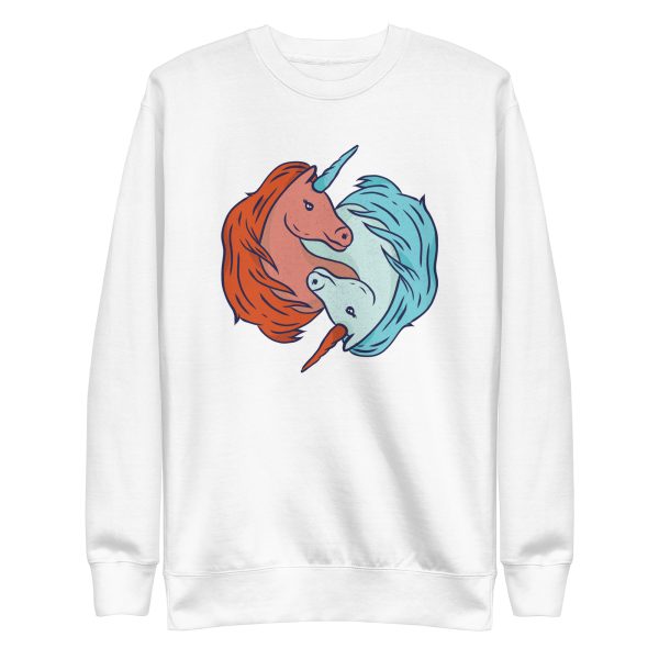 unisex-premium-sweatshirt-white-front-6a17fbc1b4bdd.jpg Yin Yang Unicorns Sweatshirt