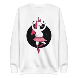 unisex-premium-sweatshirt-white-front-6a17fdc0b4e38.jpg Ballet Unicorn Sweatshirt