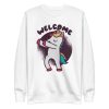 unisex-premium-sweatshirt-white-front-6a17fe089aef3.jpg Welcome Unicorn Sweatshirt