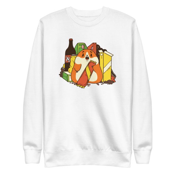 unisex-premium-sweatshirt-white-front-6a181824e0c97.jpg Hamster Junk Food Sweatshirt