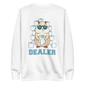 unisex-premium-sweatshirt-white-front-6a18188139647.jpg Hamster Toilet Paper Dealer Sweatshirt