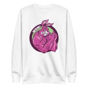 unisex-premium-sweatshirt-white-front-6a181c21c3b00.jpg Muscular Bunny Sweatshirt