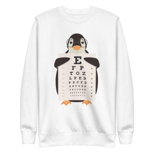 unisex-premium-sweatshirt-white-front-6a18247975467.jpg Penguin Eye Chart Sweatshirt