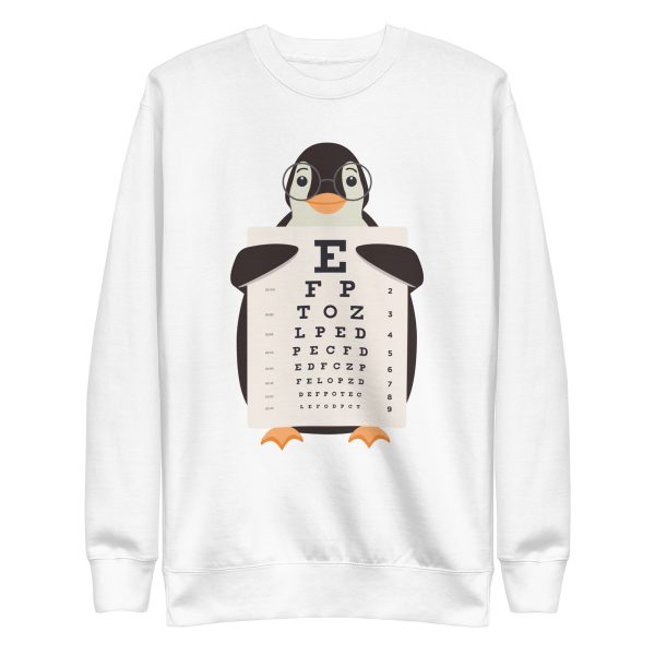 unisex-premium-sweatshirt-white-front-6a18247975467.jpg Penguin Eye Chart Sweatshirt