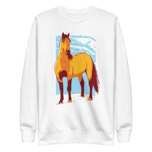 unisex-premium-sweatshirt-white-front-6a182a471a2c8.jpg Horse Illustration Sweatshirt