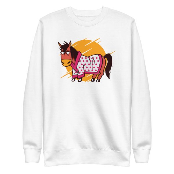 unisex-premium-sweatshirt-white-front-6a182c129c1a3.jpg Bathrobe Horse Sweatshirt