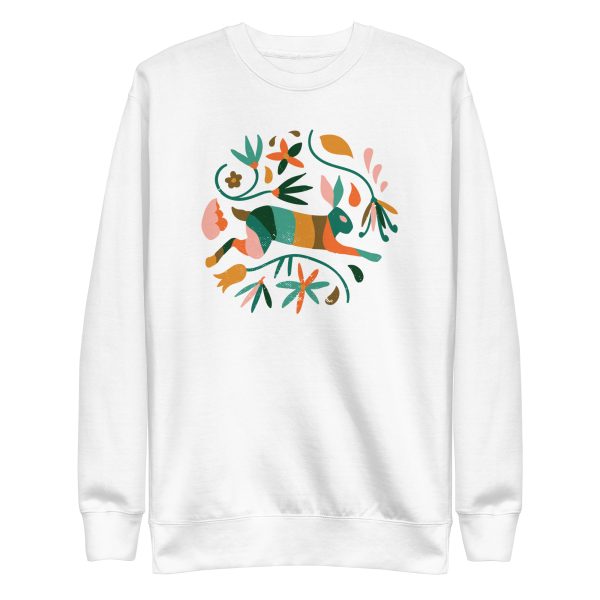 unisex-premium-sweatshirt-white-front-6a1834ace8c67.jpg Floral Rabbit Sweatshirt