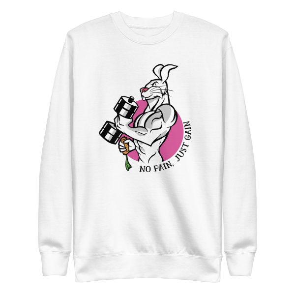unisex-premium-sweatshirt-white-front-6a183629c4397.jpg No Pain Just Gain Sweatshirt