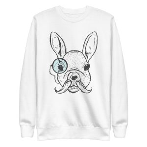 unisex-premium-sweatshirt-white-front-6a183676028a5.jpg White Rabbit Illustration Sweatshirt