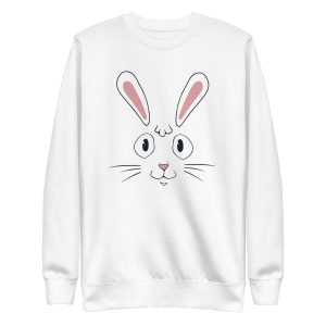 unisex-premium-sweatshirt-white-front-6a18408f2c5d4.jpg Rabbit Face Sweatshirt