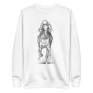 unisex-premium-sweatshirt-white-front-6a18465ea591e.jpg Hand Drawn Horse Racing Sweatshirt