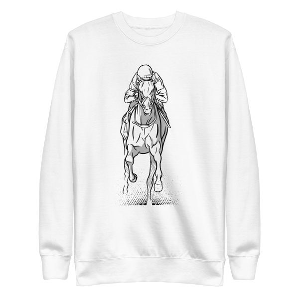 unisex-premium-sweatshirt-white-front-6a18465ea591e.jpg Hand Drawn Horse Racing Sweatshirt
