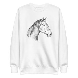 unisex-premium-sweatshirt-white-front-6a1846c43ee13.jpg Hand Drawn Horse Sweatshirt