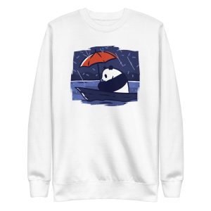 unisex-premium-sweatshirt-white-front-6a1847ae4be6a.jpg Panda Under Rain Sweatshirt
