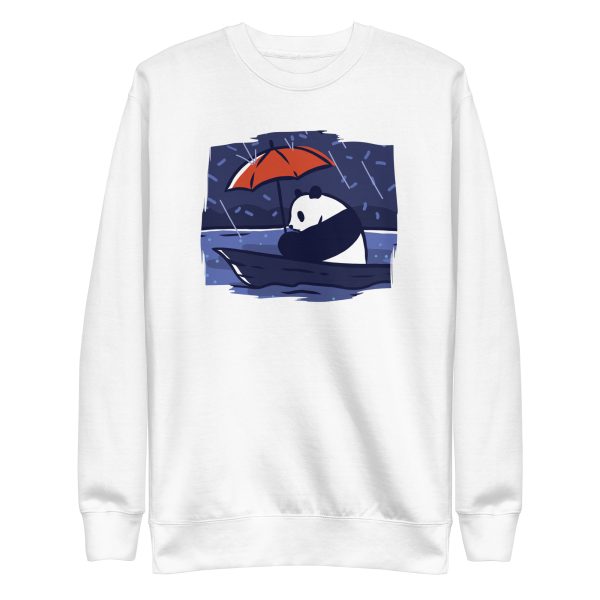 unisex-premium-sweatshirt-white-front-6a1847ae4be6a.jpg Panda Under Rain Sweatshirt