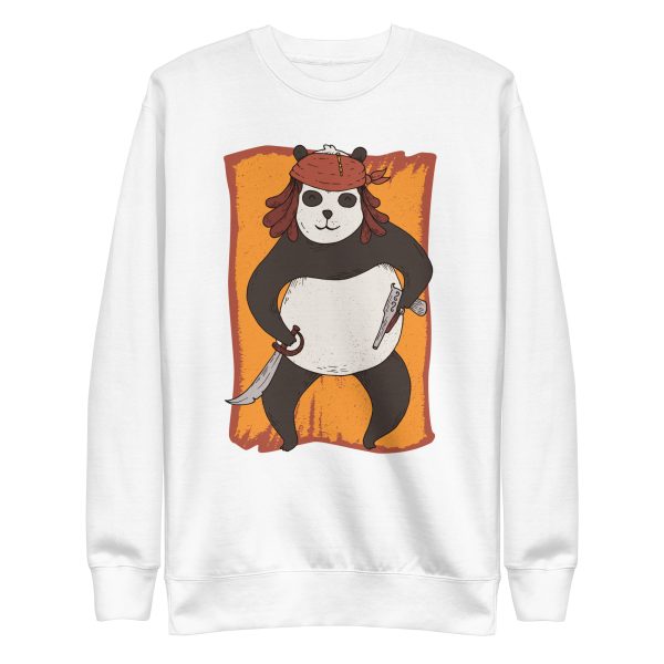 unisex-premium-sweatshirt-white-front-6a18497e5e872.jpg Panda Pirate Sweatshirt