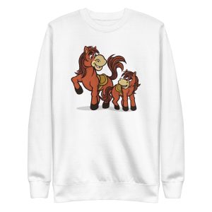 unisex-premium-sweatshirt-white-front-6a184b5d9f560.jpg Horse With Baby Sweatshirt