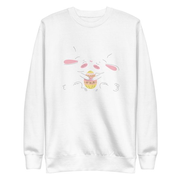 unisex-premium-sweatshirt-white-front-6a18edb30ace8.jpg Bunny Kisses Easter Wishes Sweatshirt