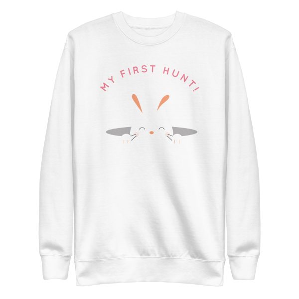 unisex-premium-sweatshirt-white-front-6a18f68565190.jpg My First Hunt Sweatshirt