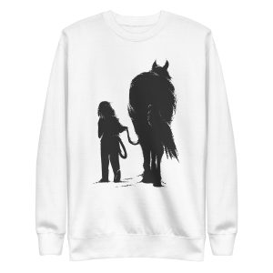 unisex-premium-sweatshirt-white-front-6a18f9cd4cd32.jpg Girl With Horse Sweatshirt