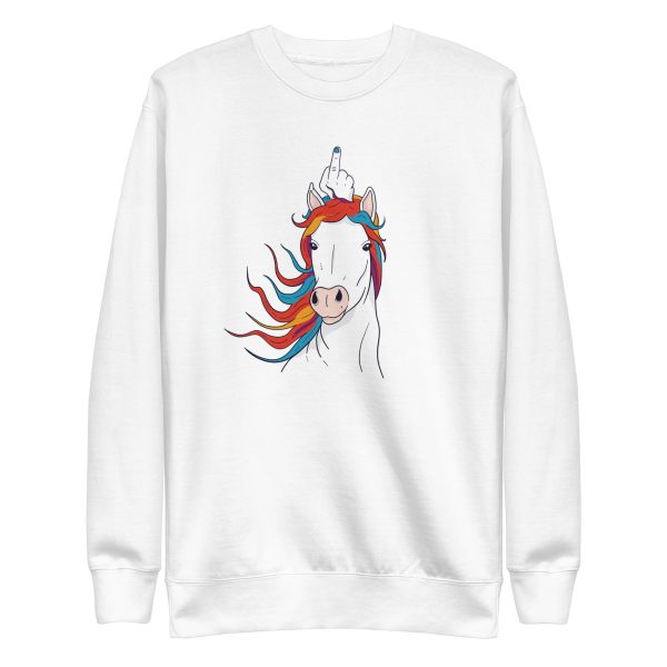 unisex-premium-sweatshirt-white-front-6a18fa1f9fe06.jpg Unicorn Middle Finger Sweatshirt