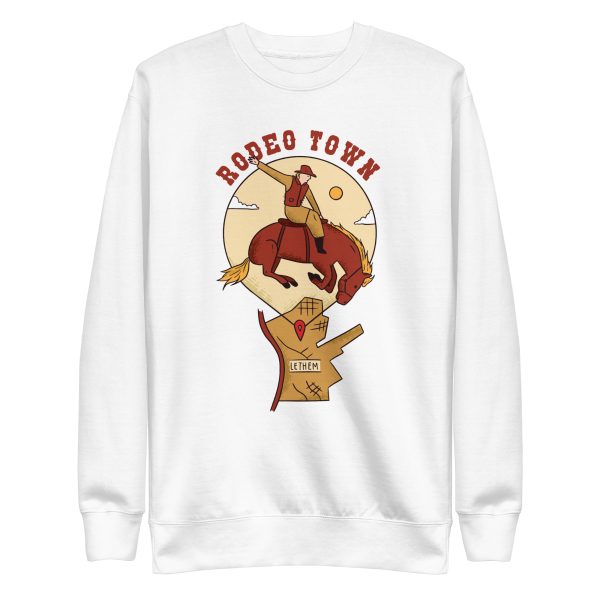 unisex-premium-sweatshirt-white-front-6a18fb08515a9.jpg Rodeo Town Sweatshirt