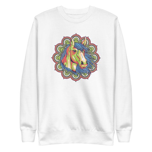 unisex-premium-sweatshirt-white-front-6a18ffb822702.jpg Colorful Mandala Horse Sweatshirt