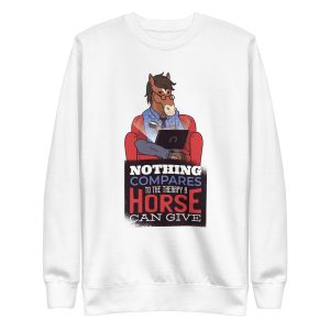 unisex-premium-sweatshirt-white-front-6a191b0dca73f.jpg Horse Therapy Sweatshirt