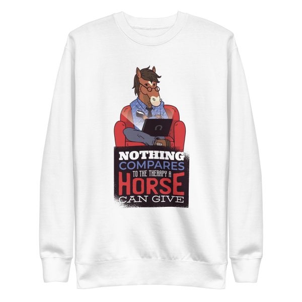 unisex-premium-sweatshirt-white-front-6a191b0dca73f.jpg Horse Therapy Sweatshirt