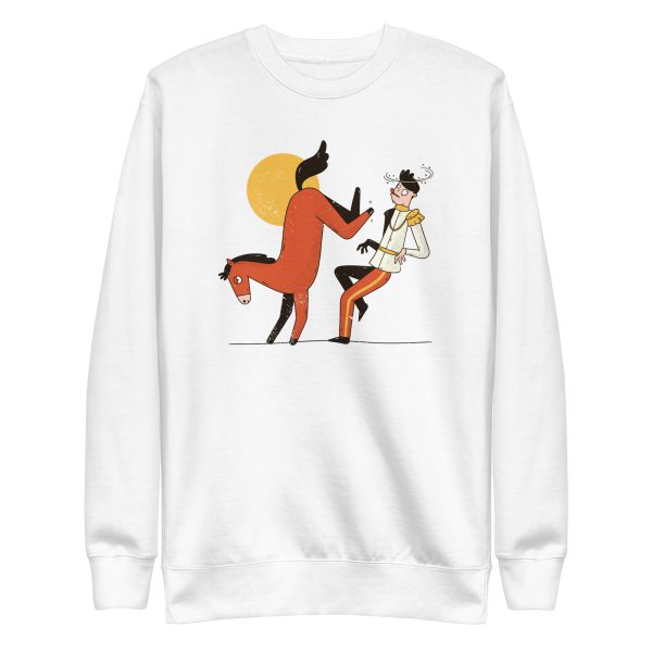 unisex-premium-sweatshirt-white-front-6a191d1b5ae1f.jpg Horse Kicking Prince Sweatshirt