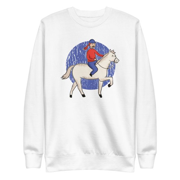 unisex-premium-sweatshirt-white-front-6a191e0860584.jpg Girl Riding Horse Sweatshirt