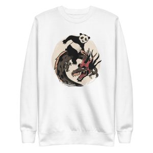 unisex-premium-sweatshirt-white-front-6a193e1de45d3.jpg Panda Riding Dragon Sweatshirt