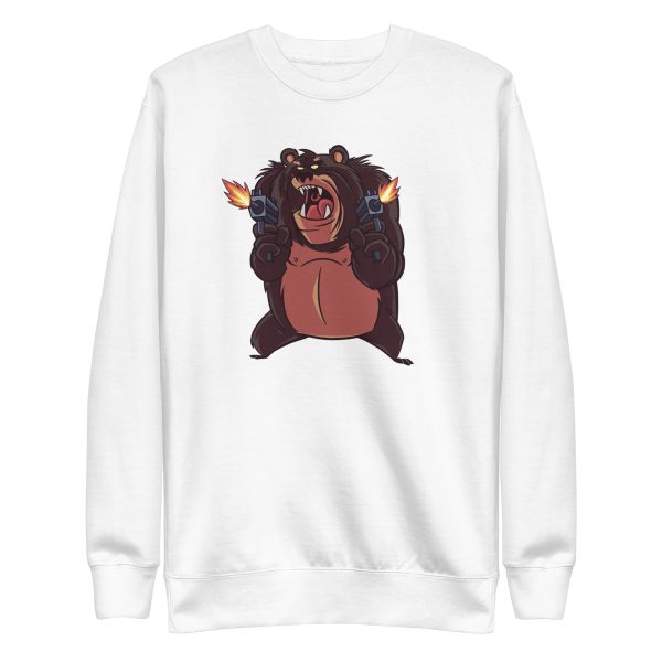 unisex-premium-sweatshirt-white-front-6a196d5d887a2.jpg Angry Bear Shooting Sweatshirt