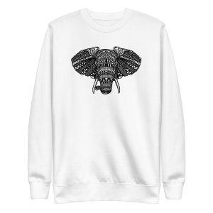 unisex-premium-sweatshirt-white-front-6a196e3989b94.jpg African Elephant Mandala Sweatshirt