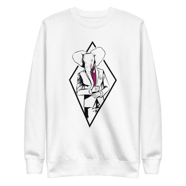 unisex-premium-sweatshirt-white-front-6a19768b9ee6f.jpg Formal Elephant Sweatshirt