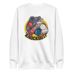 unisex-premium-sweatshirt-white-front-6a1981a70b26d.jpg Elephant Donkey Knockout Sweatshirt