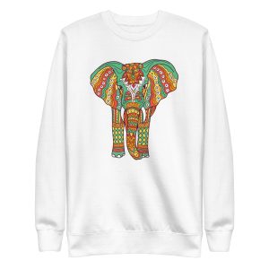 unisex-premium-sweatshirt-white-front-6a1983be62f1d.jpg Colorful Elephant Mandala Sweatshirt