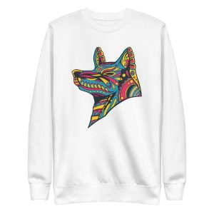 unisex-premium-sweatshirt-white-front-6a198709860c5.jpg Wolf Colorful Sweatshirt
