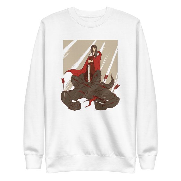 unisex-premium-sweatshirt-white-front-6a198efd5afb9.jpg Red Hood Wolf Sweatshirt