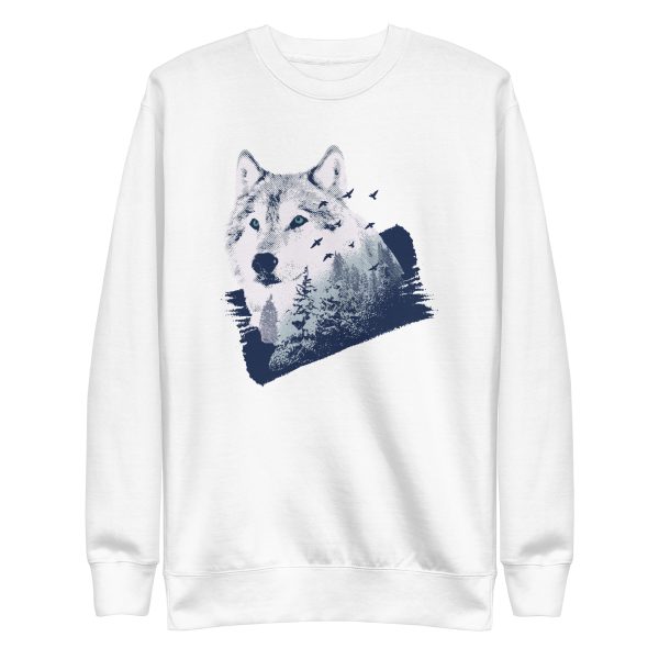 unisex-premium-sweatshirt-white-front-6a1990471fe43.jpg Wolf Forest Sweatshirt