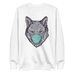unisex-premium-sweatshirt-white-front-6a1ac9ff741bb.jpg Wolf Face Mask Sweatshirt