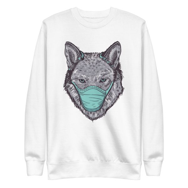 unisex-premium-sweatshirt-white-front-6a1ac9ff741bb.jpg Wolf Face Mask Sweatshirt