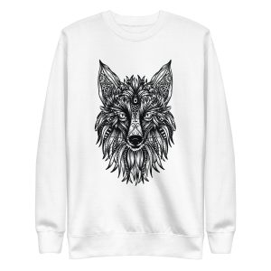 unisex-premium-sweatshirt-white-front-6a1aca406835b.jpg Tribal Fox Sweatshirt