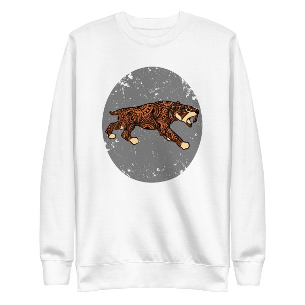 unisex-premium-sweatshirt-white-front-6a1acdb74b463.jpg Sabertooth Tiger Mandala Style Sweatshirt